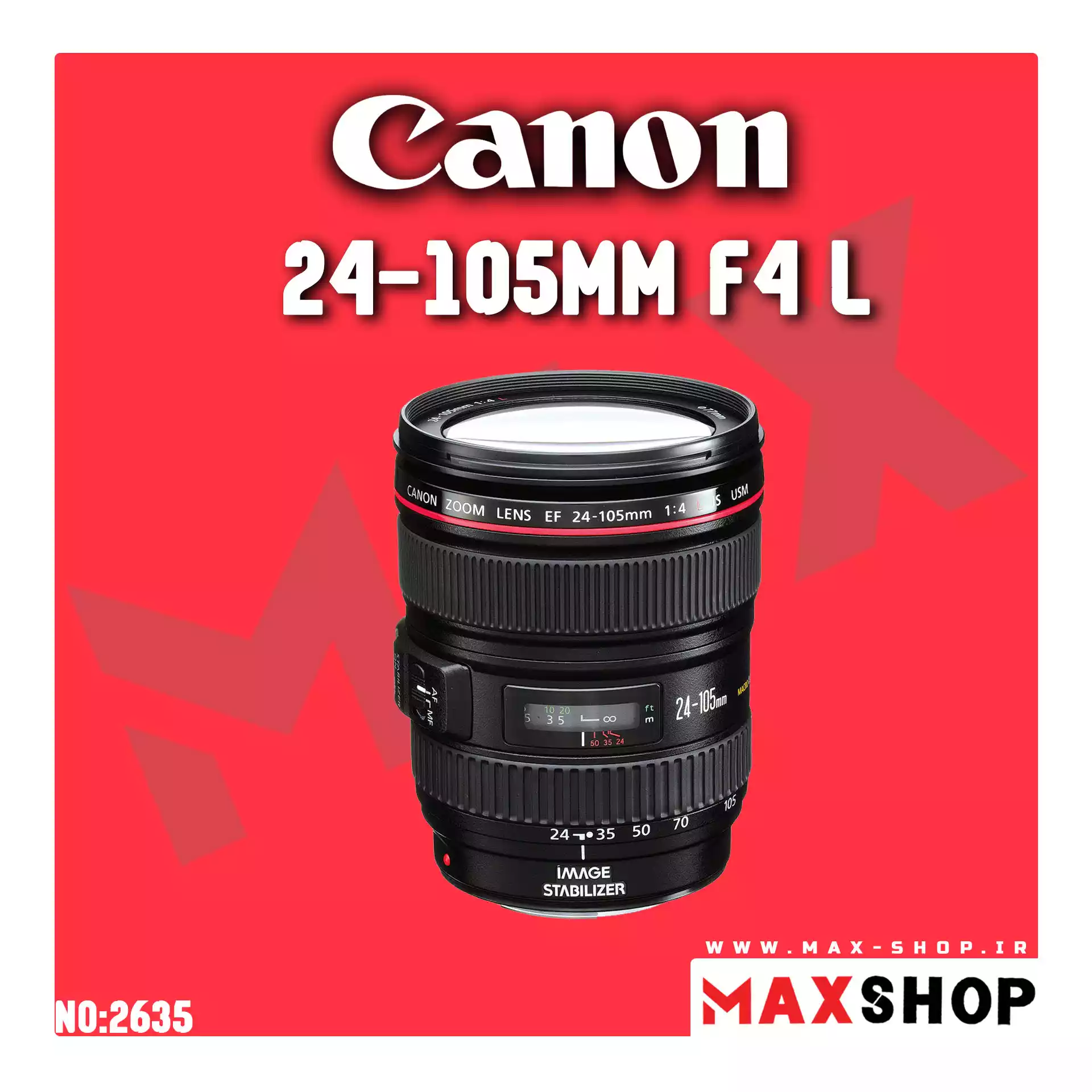 لنز حرفه ای کانن |  Canon 24-105mm f4   دست دو